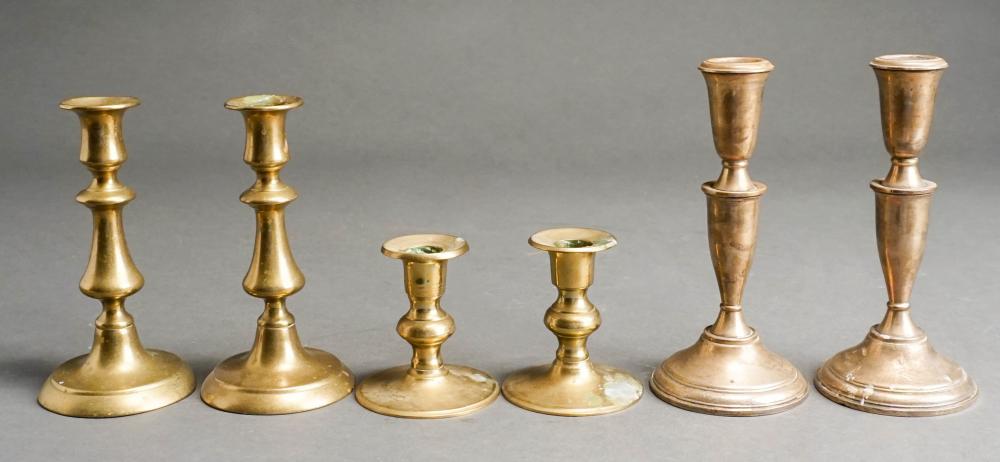 THREE ASSORTED PAIRS CANDLESTICKS  32d842