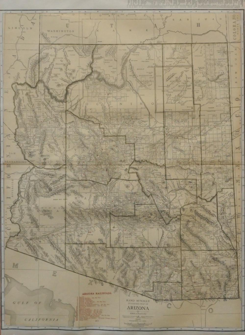 RAND MCNALLY MAP OF ARIZONA FRAME  32d87c