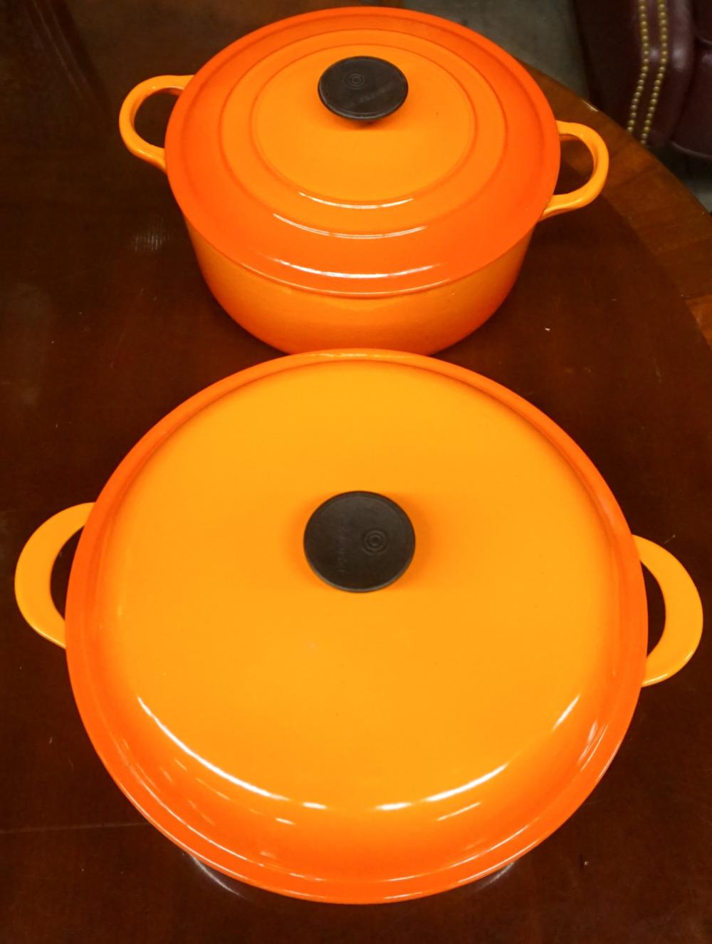 TWO LE CREUSET ENAMEL LIDDED CASSEROLESTwo