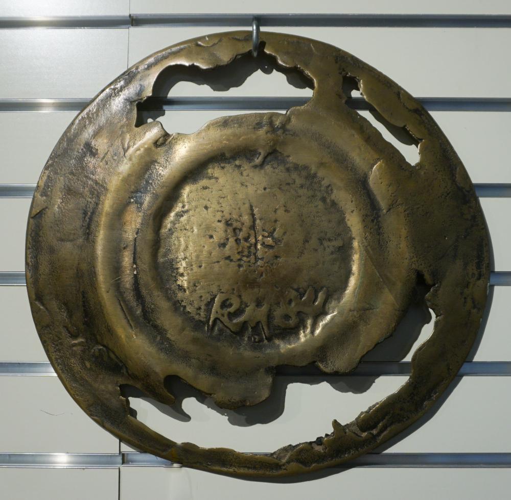 BRONZE WALL SCULPTURE, SIGNED RM