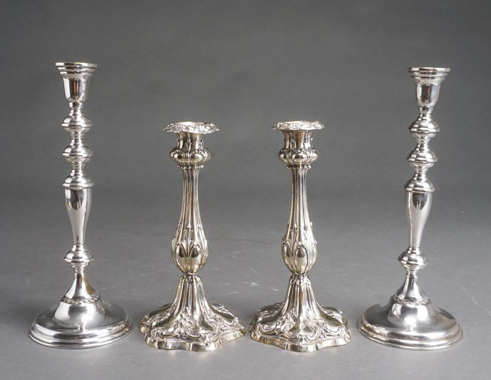 TWO PAIRS SILVERPLATE CANDLESTICKS  32d940