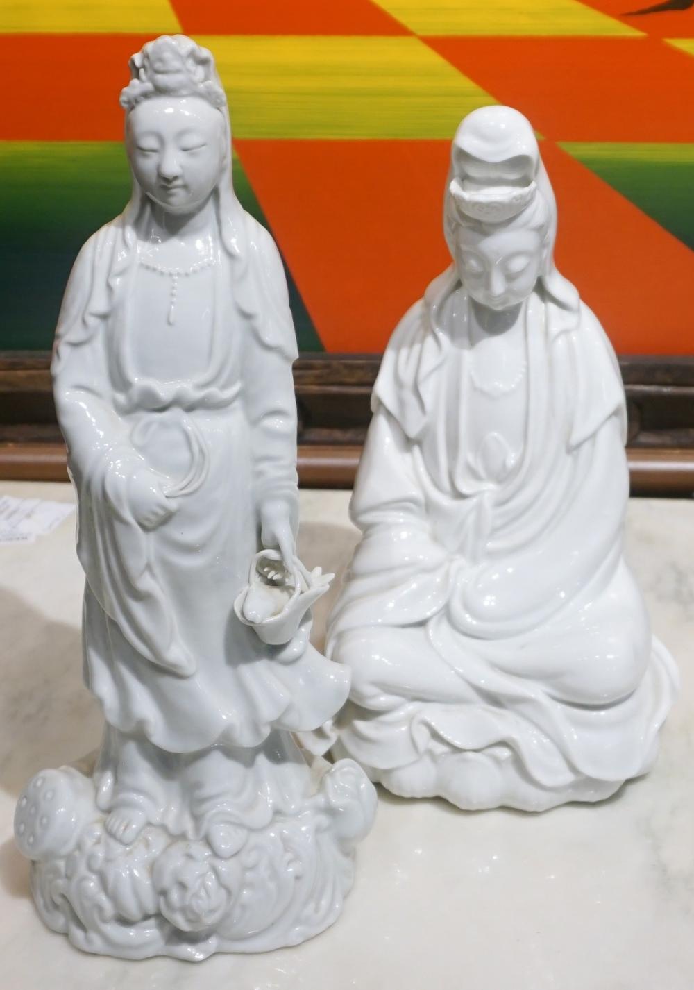 TWO CHINESE BLANC-DE-CHINE PORCELAIN