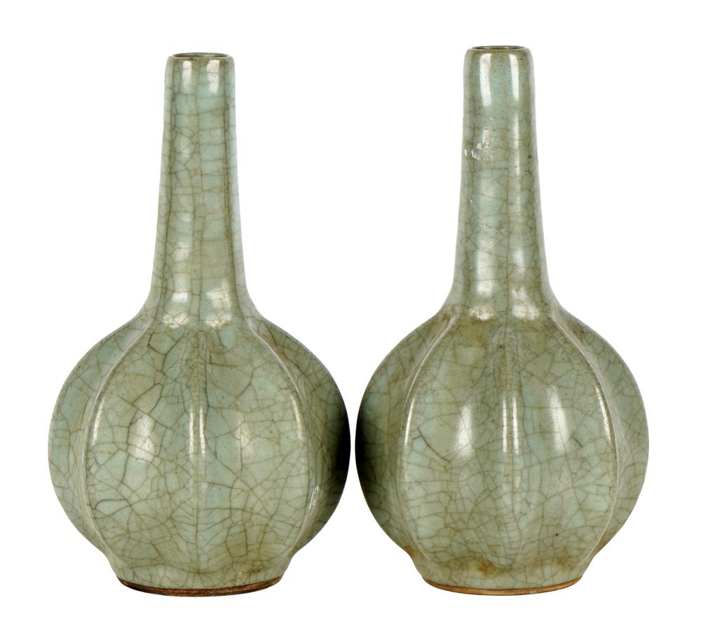 PAIR OF CHINESE CELADON BOTTLE-FORM