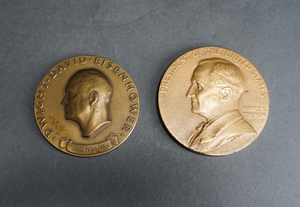 TWO BRONZE INAUGURAL MEDALS (EISENHOWER