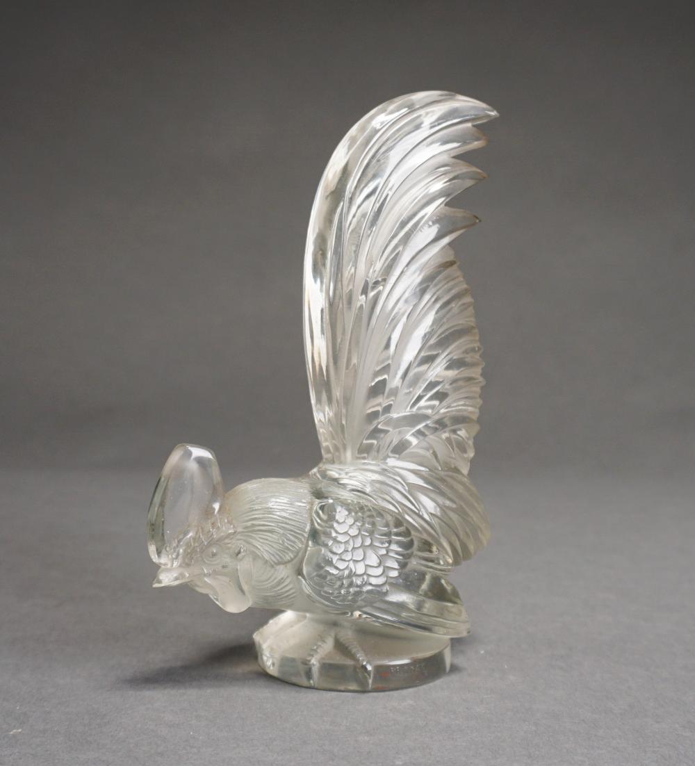 R. LALIQUE CRYSTAL ROOSTER (TAIL