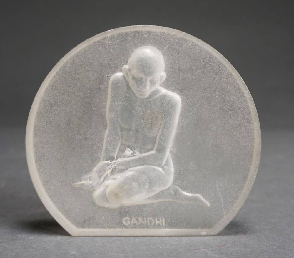 LALIQUE MOLDED FROSTED GLASS 'GANDHI'