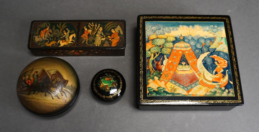 FOUR RUSSIAN LACQUER BOXES LARGEST  32da7a