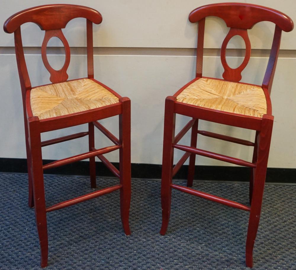 PAIR OF RED STAINED FRUITWOOD AND