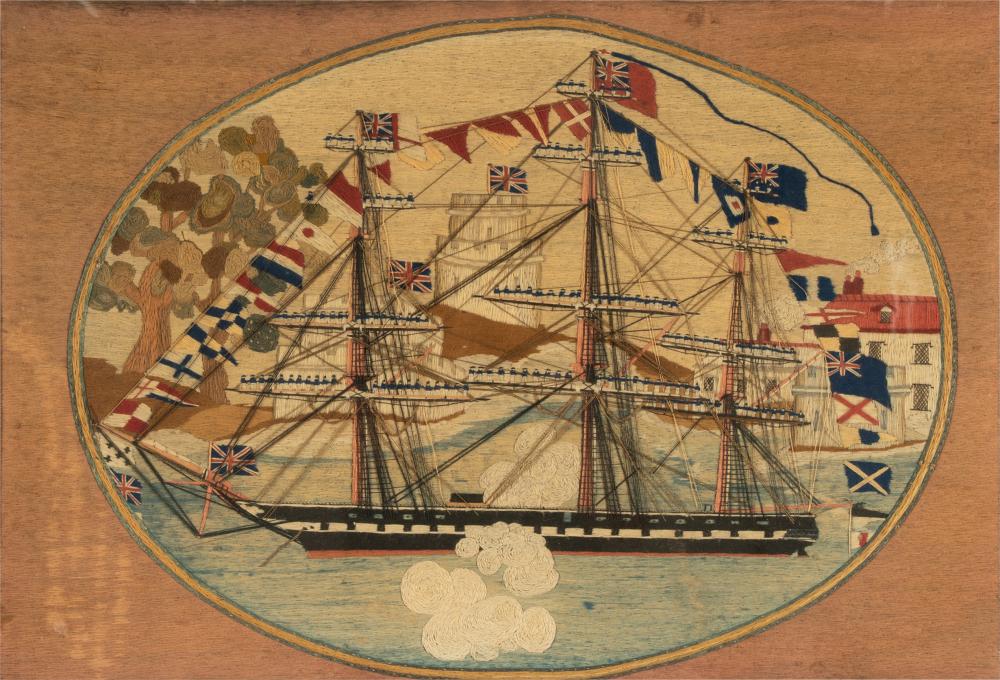 ENGLISH SAILOR'S WOOLWORK PICTURE