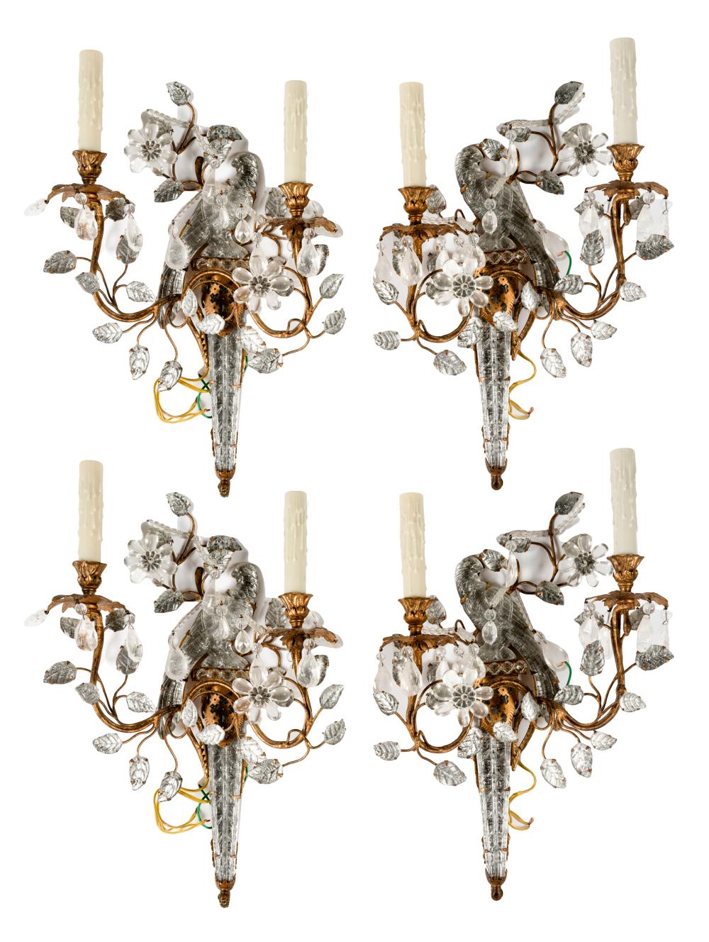 SET OF FOUR GILT METAL CRYSTAL 32db22