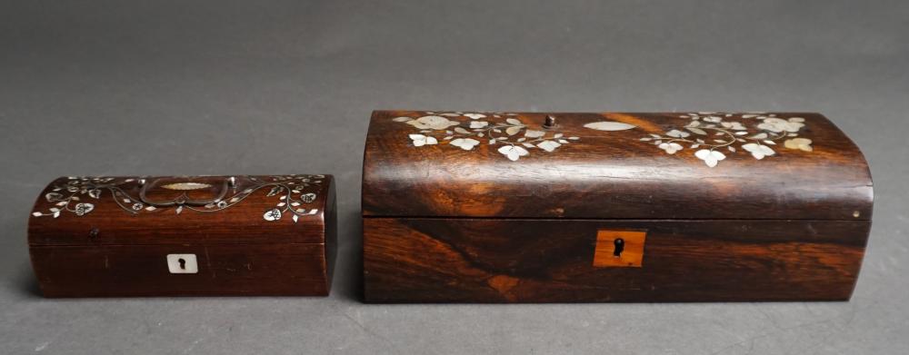 TWO VICTORIAN MOTHER OF PEARL INLAID 32dbaa