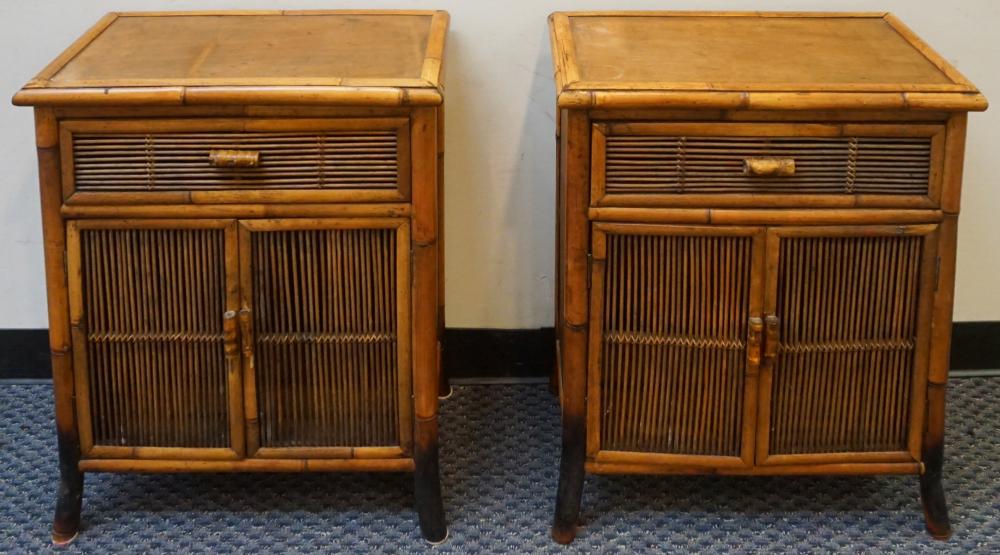 PAIR RATTAN SIDE CABINETS, 31 X