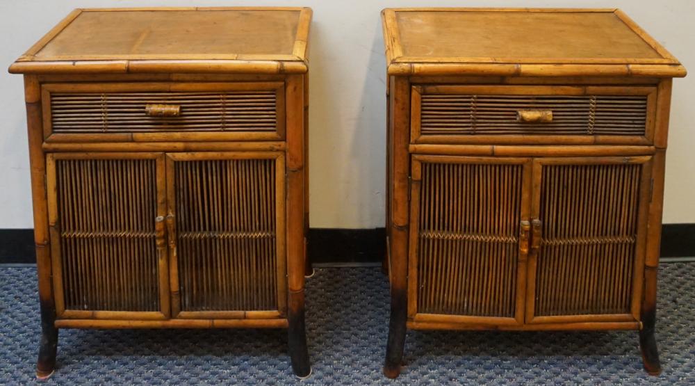 PAIR RATTAN SIDE CABINETS 31 X 32dbc3