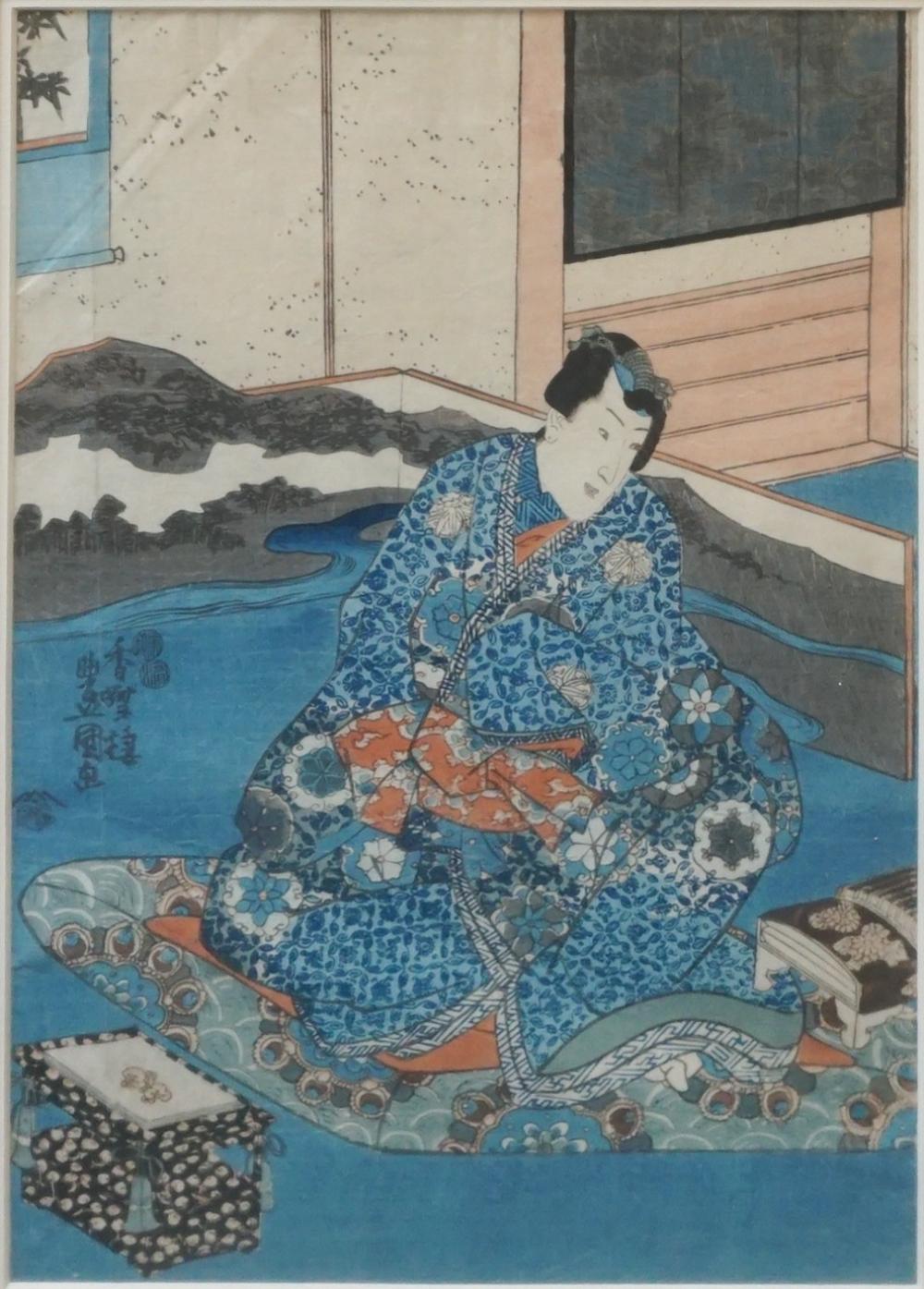 KUNISADA WOMAN IN INTERIOR WOODBLOCK 32dbec