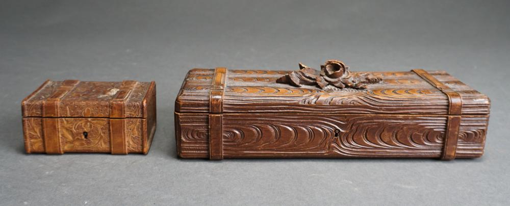 TWO CARVED WOOD BOXESTwo Carved