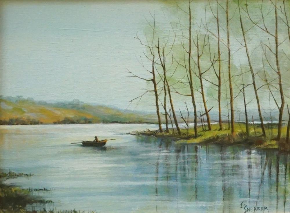 BOAT ON THE WATER OIL ON CANVAS  32dcbb