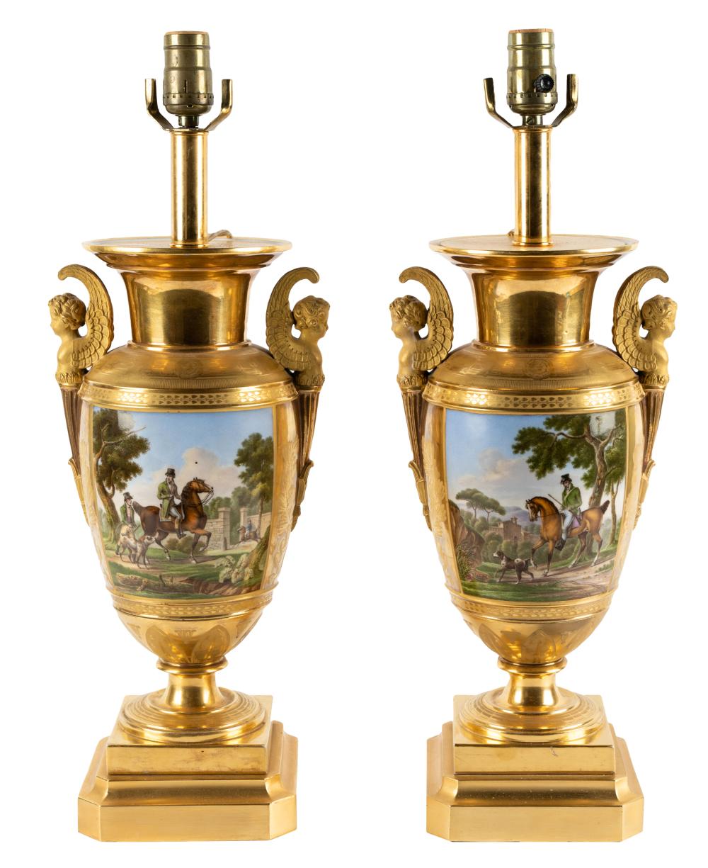 PAIR CONTINENTAL PAINTED GILT 32dcd6