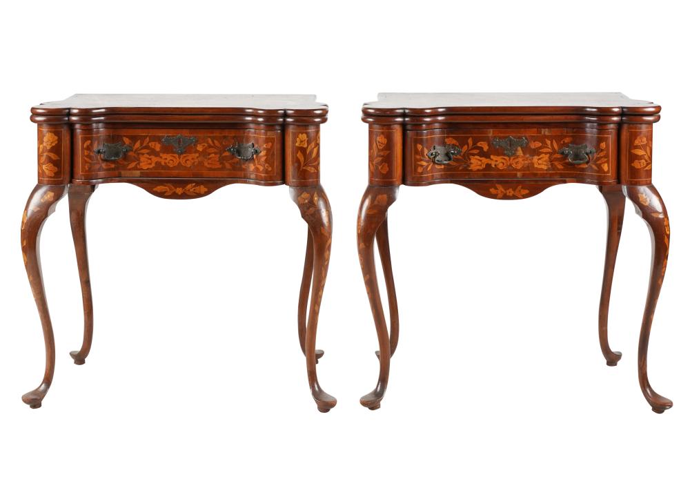 PAIR OF DUTCH MARQUETRY GAME TABLESmid