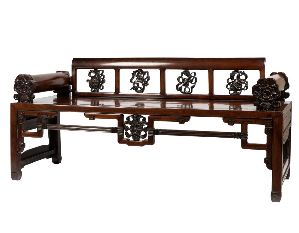 CHINESE CARVED HARDWOOD DAY BEDwith 32dd1e