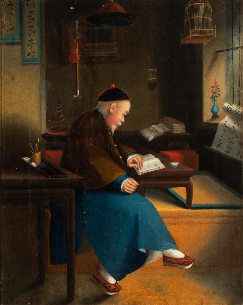 CHINESE SCHOOL PORTRAIT OF A SCHOLARoil 32dd1b