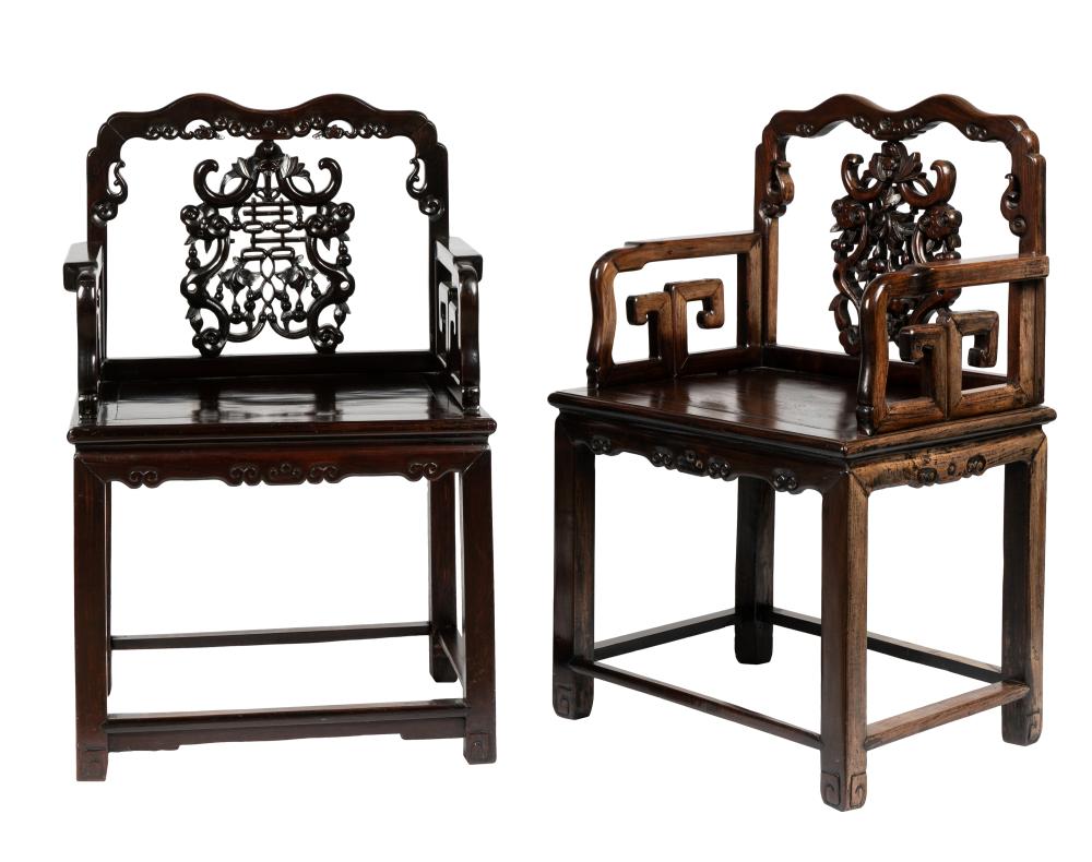 TWO CHINESE CARVED HARDWOOD CHAIRS19th 32dd2a