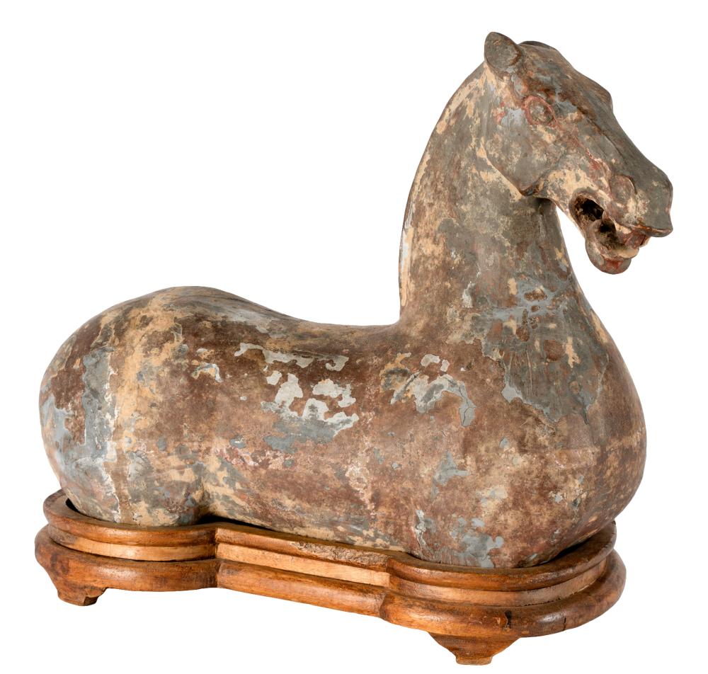 CHINESE POTTERY HORSEwith fitted