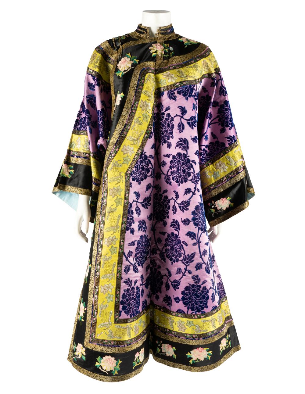 CHINESE PURPLE SILK CUT-VELVET