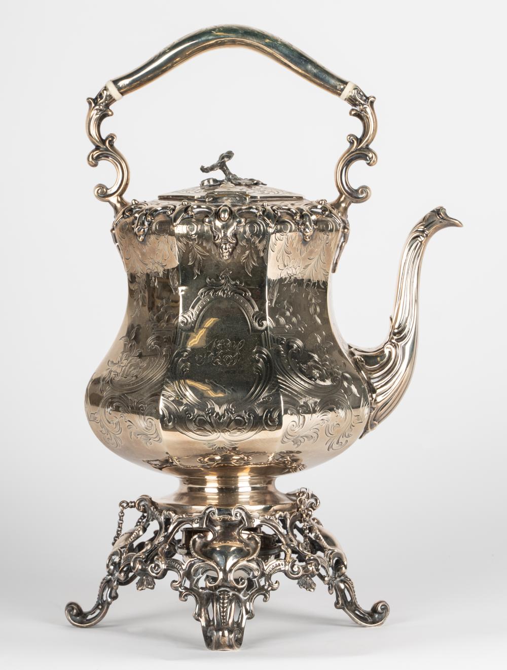VICTORIAN STERLING TIPPING KETTLECharles