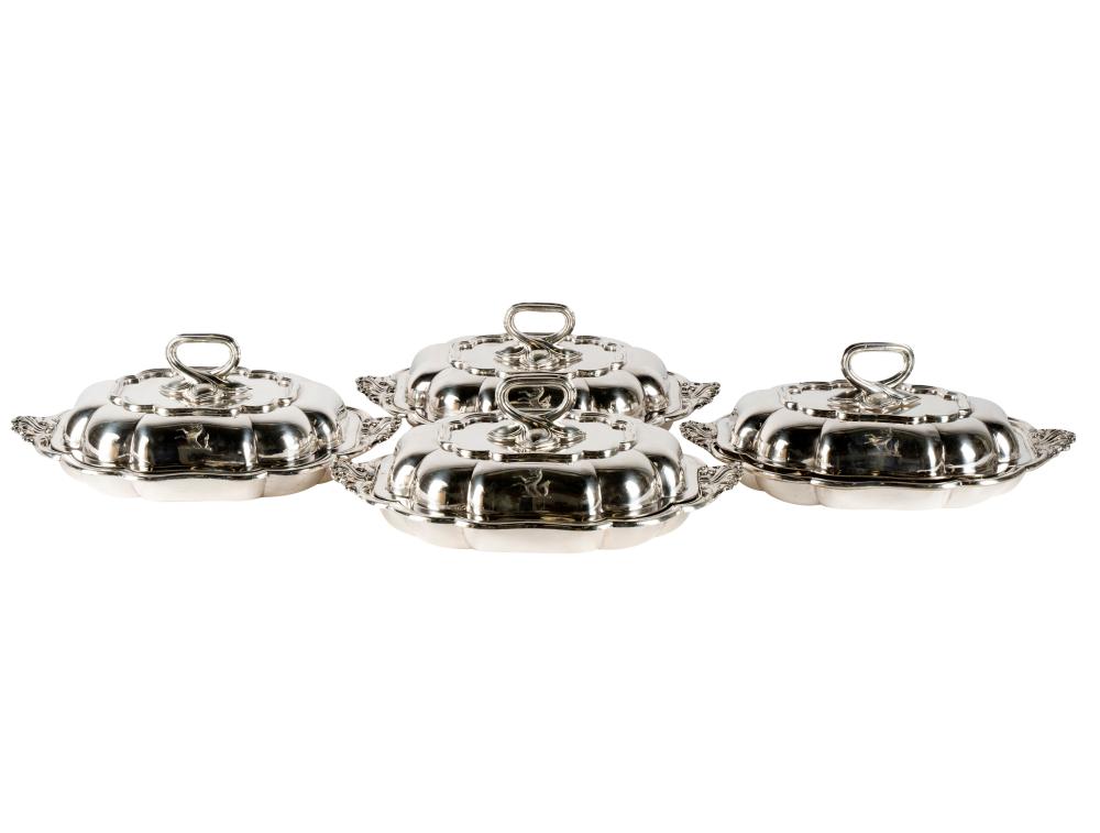 FOUR VICTORIAN SILVER PLATED COVERED 32dd4a