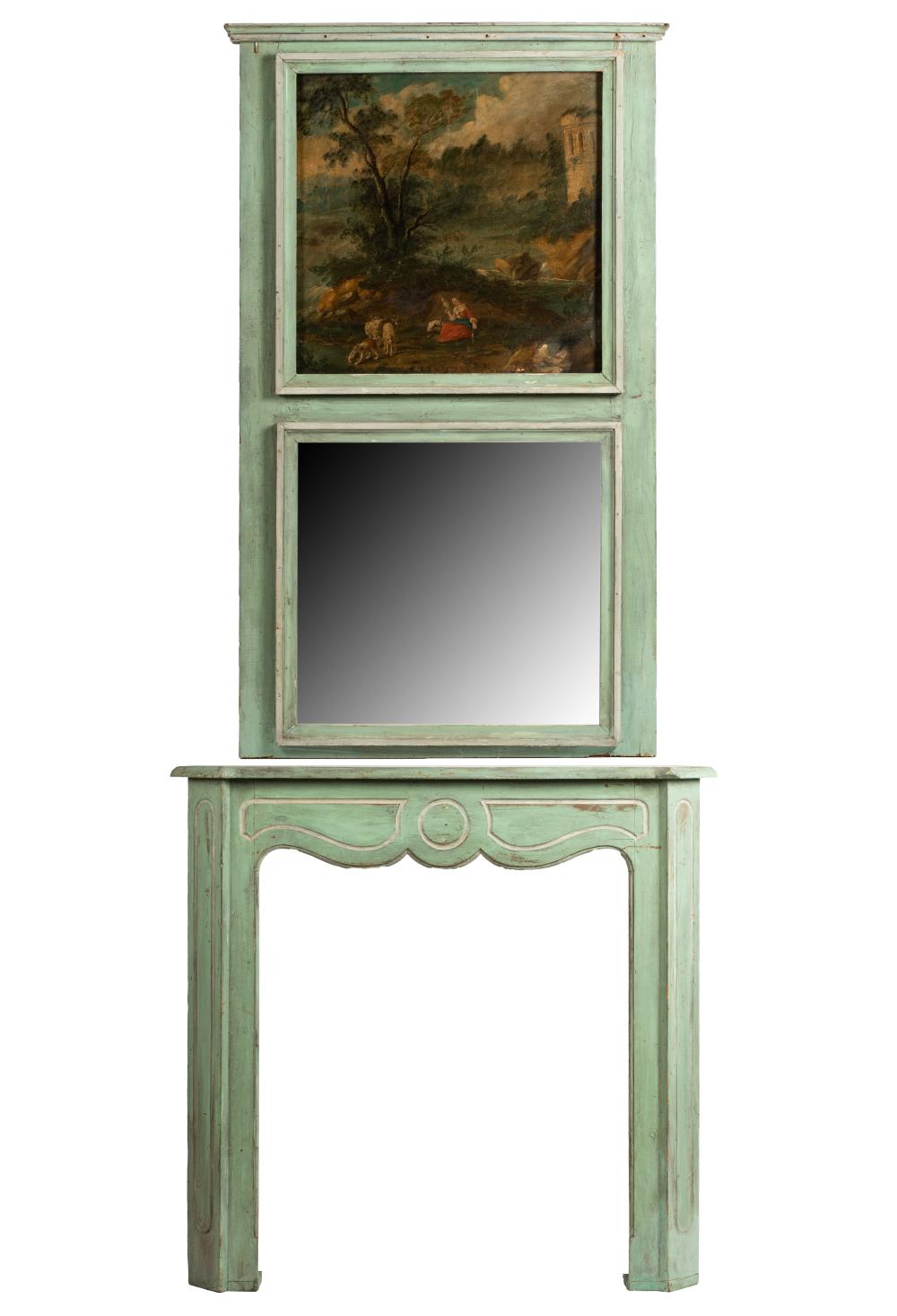 PAINTED TRUMEAU MIRROR FIREPLACE 32dd57