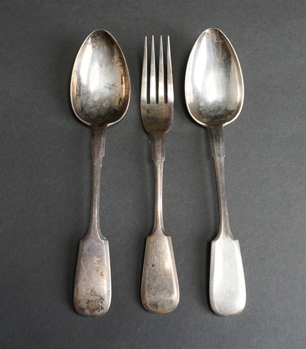 TWO RUSSIAN 875-SILVER TABLESPOONS