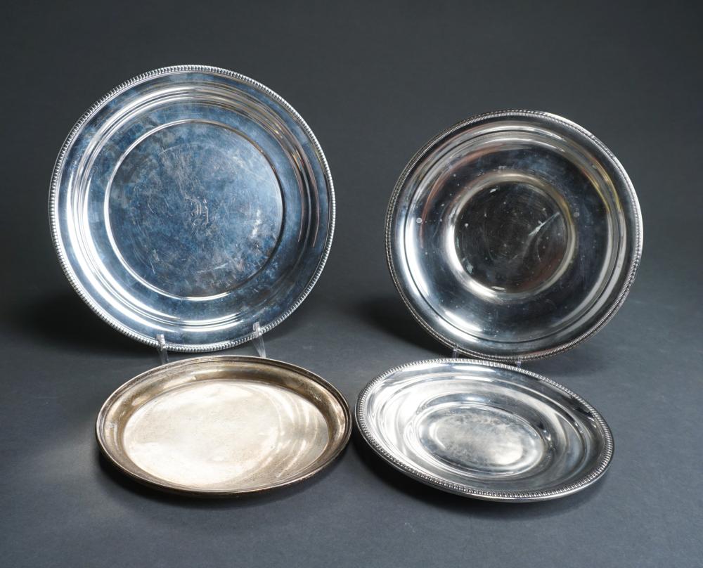 FOUR AMERICAN STERLING SILVER TRAYS,