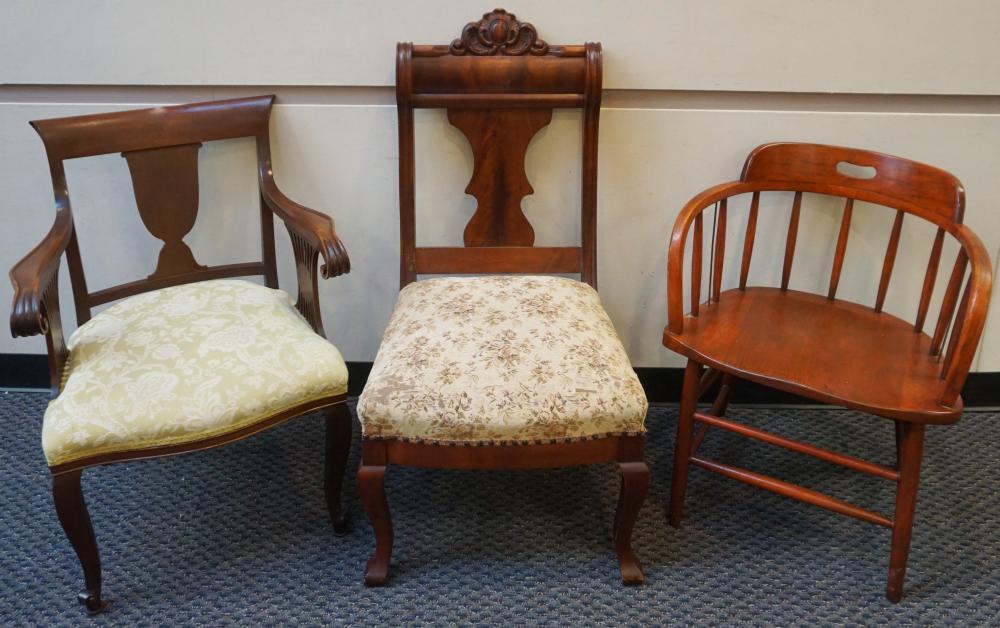 THREE FRUITWOOD CHAIRSThree Fruitwood