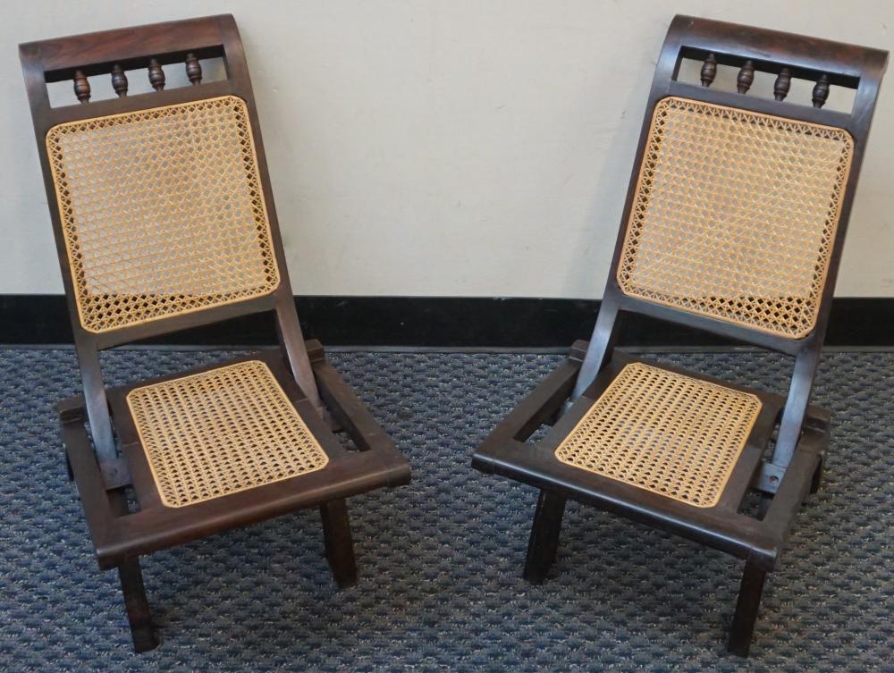 PAIR ASIAN ROSEWOOD CANE SEAT FOLDING