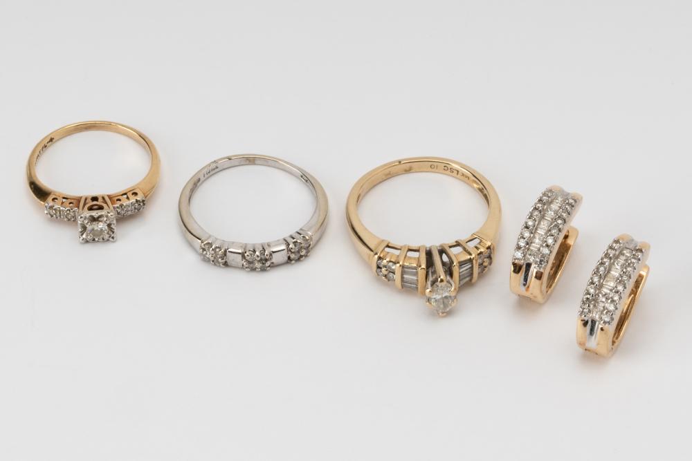 THREE ASSORTED DIAMOND RINGS &