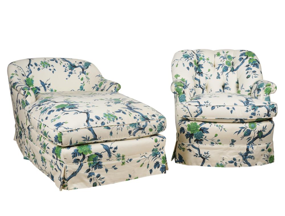 FLORAL UPHOLSTERED CHAISE LOUNGE 3306ab