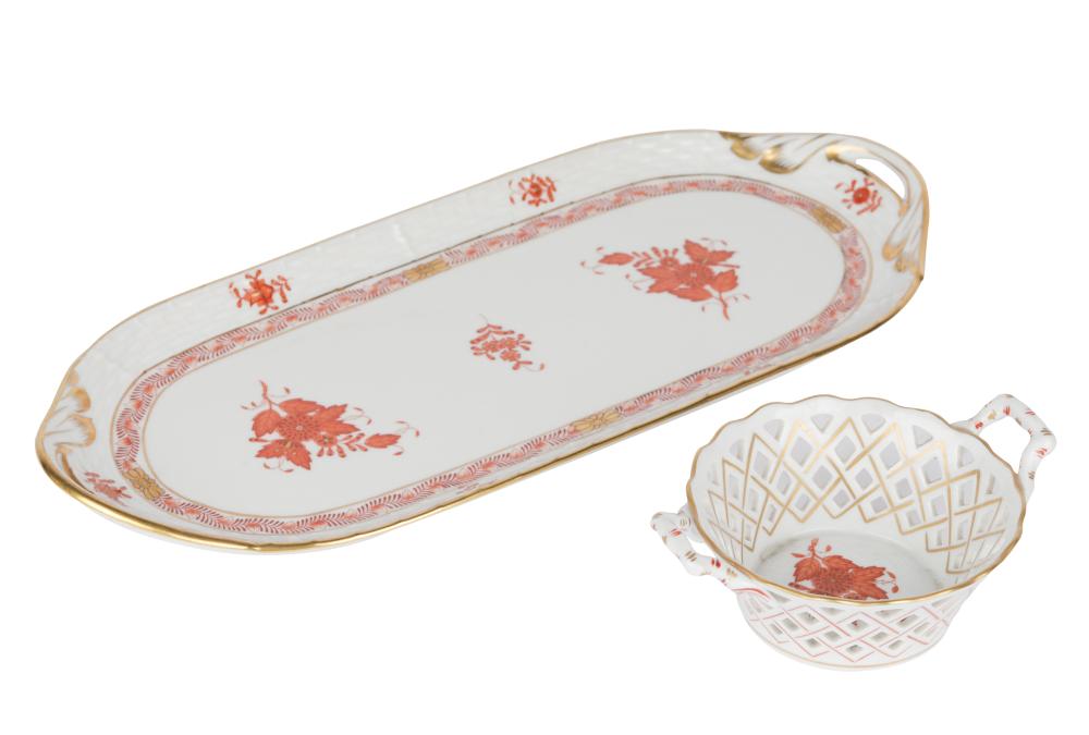 TWO PIECES OF HEREND CHINESE BOUQUET  3306cd