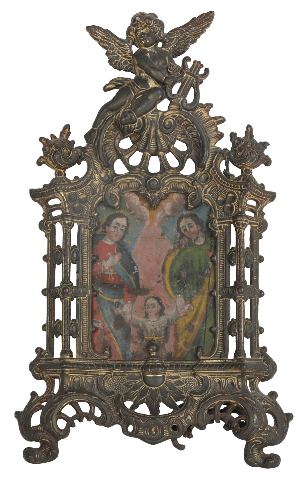 RELIGIOUS PAINTED PANELoil on metal  3306c7