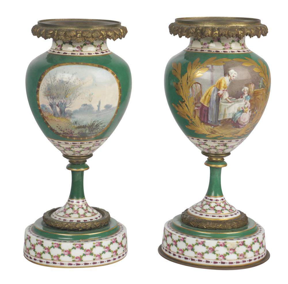 PAIR OF SEVRES-STYLE PORCELAIN