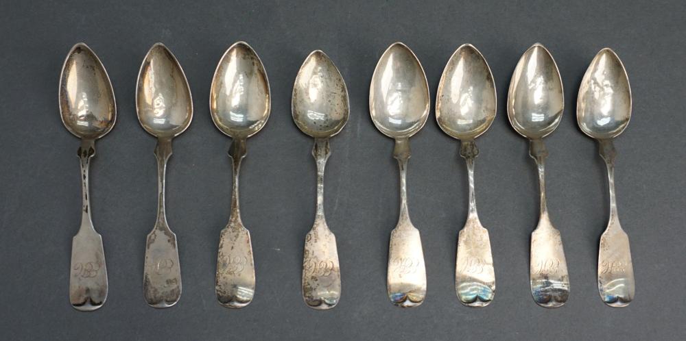 EIGHT AMERICAN COIN SILVER SPOONS,