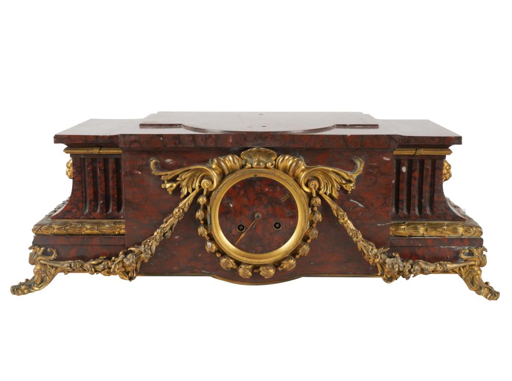ROUGE MARBLE MANTEL CLOCKunsigned  33079d