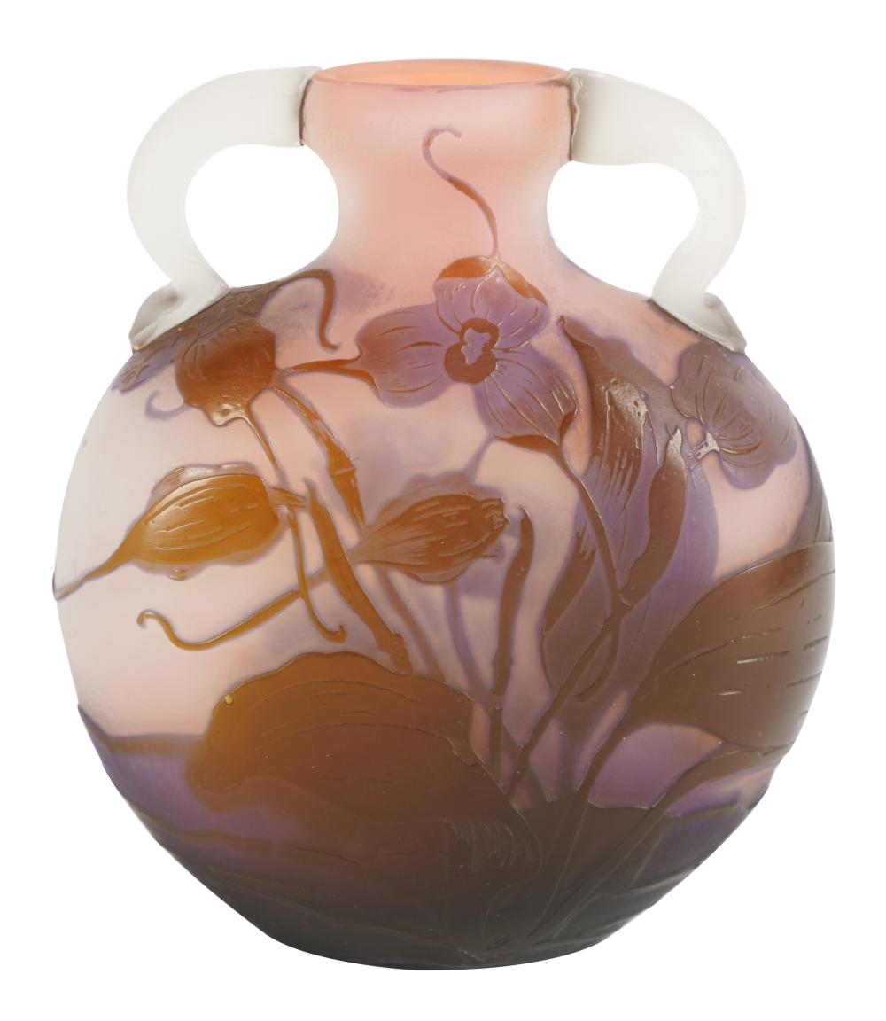 GALLE CAMEO GLASS VASEsigned in cameo;