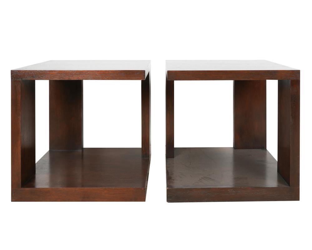 PAIR OF MODERNIST MAHOGANY END 3307ca