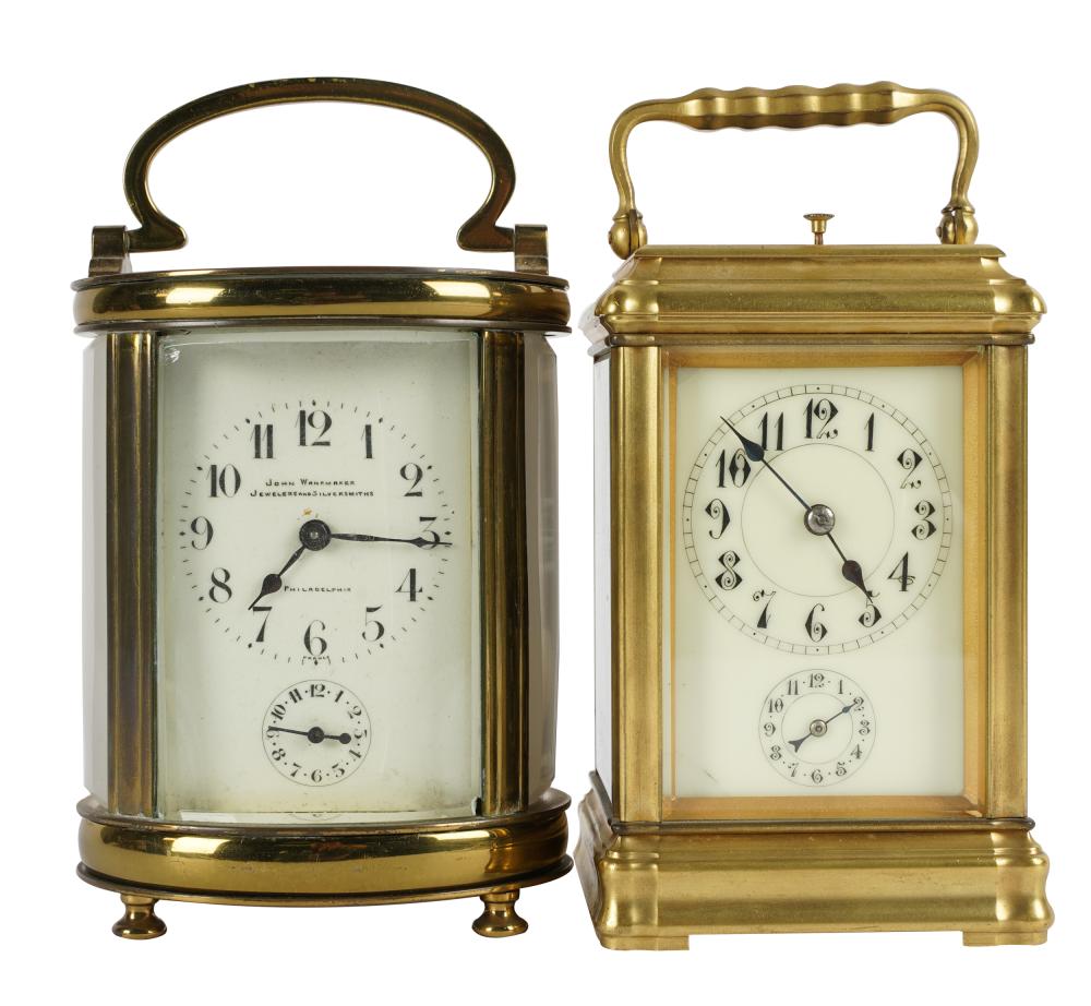 TWO BRASS CARRIAGE CLOCKSone with 3307d5