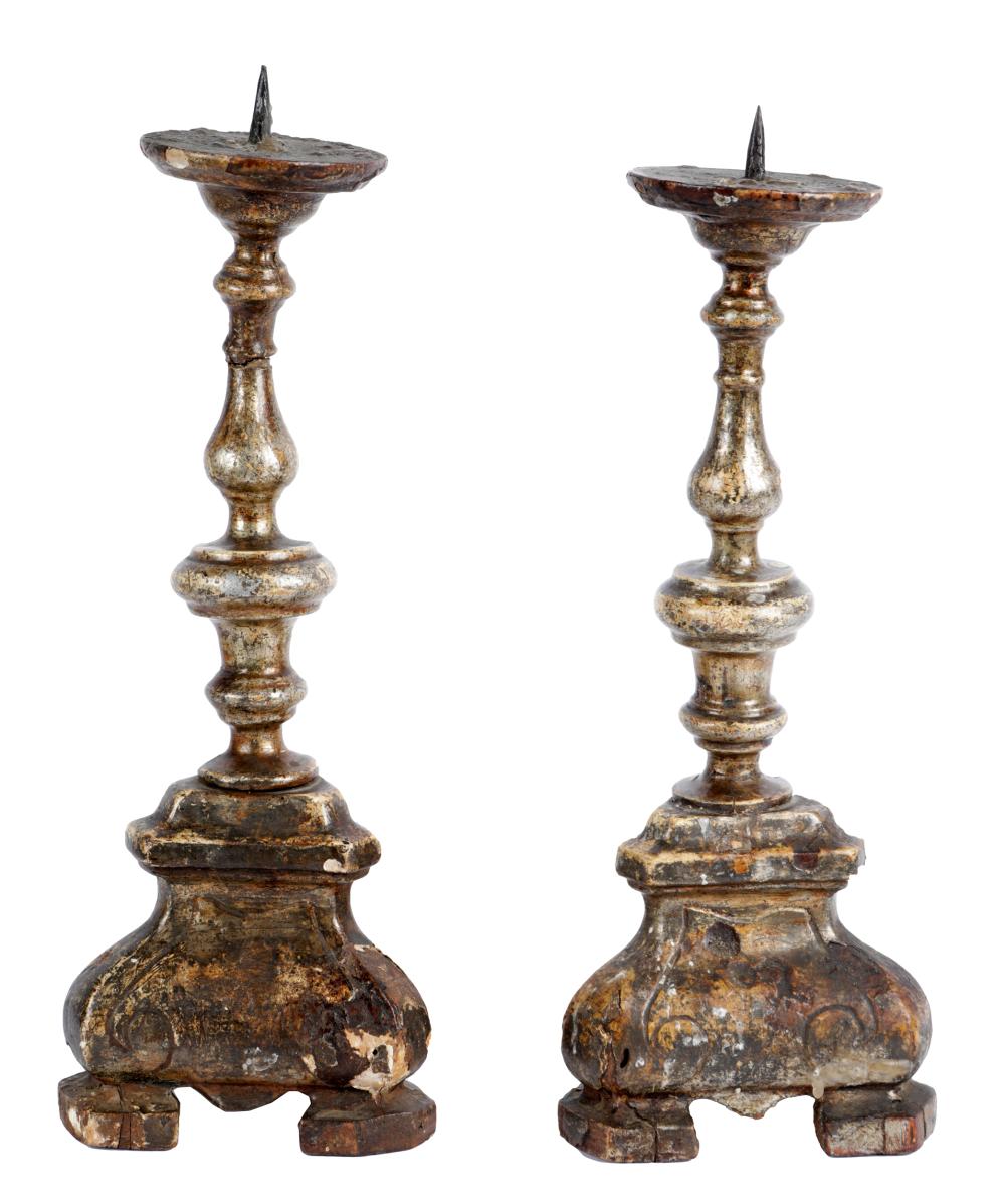 PAIR OF GILTWOOD PRICKET STICKSCondition: