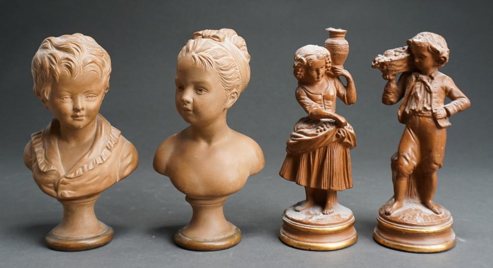 TWO PAIRS BORGHESE PLASTER FIGURES