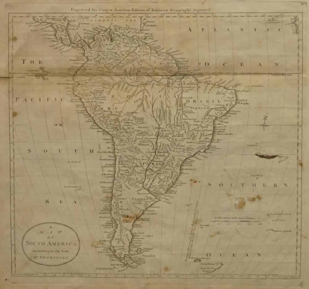 A MAP OF SOUTH AMERICA, ENGRAVED