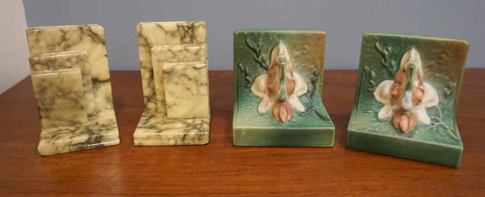 PAIR ROSEVILLE CERAMIC BOOKENDS AND