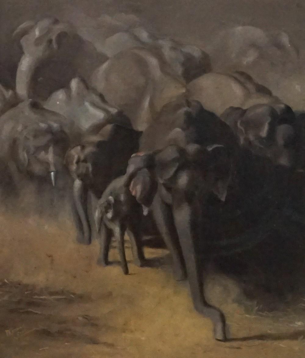 H. CONRAD, HERD OF ELEPHANTS, OIL