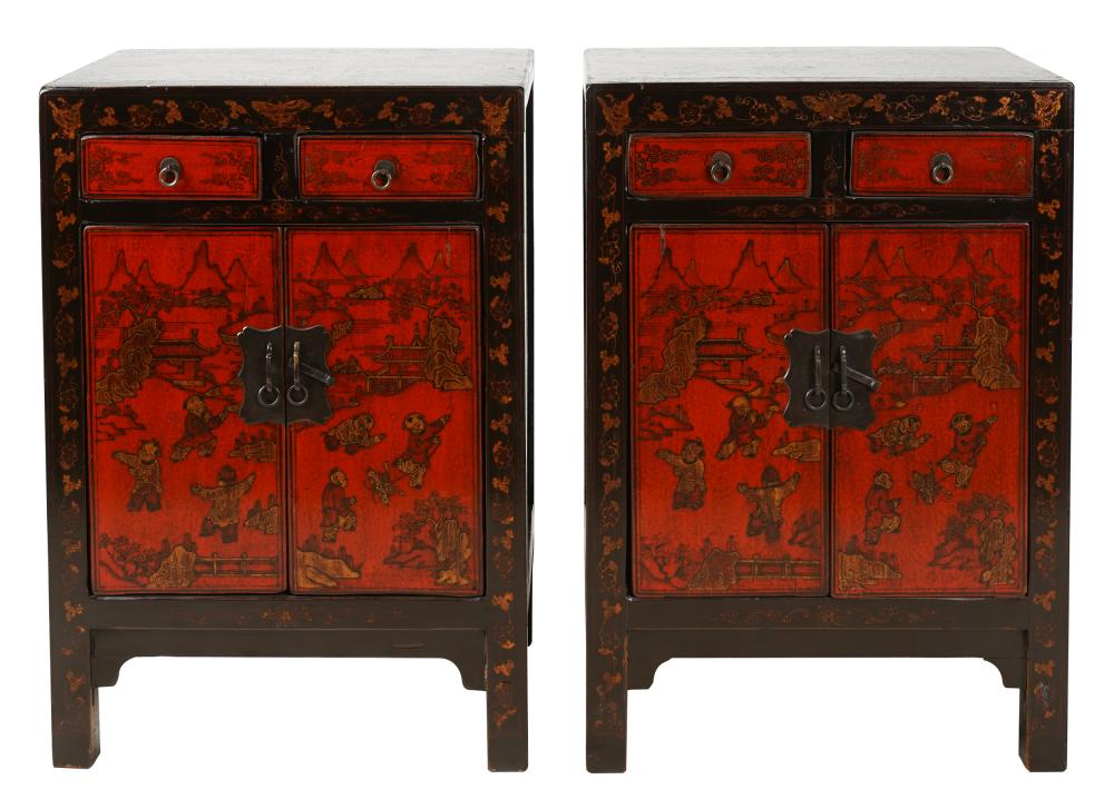 PAIR OF CHINESE-STYLE LACQUERED